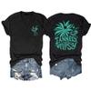 Tanned and Tipsy Shirt Beach Vacation Shirts Day Drinking T Shirt Beach Summer T Shirt V Neck Tee Black view 1