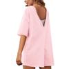 Yozazzy Womens Athletic Tee Rompers Hot Shot One Piece Shorts Casual Baggy Jumpsuits Workout Overall Trendy Outfits(Pink-M) view 2