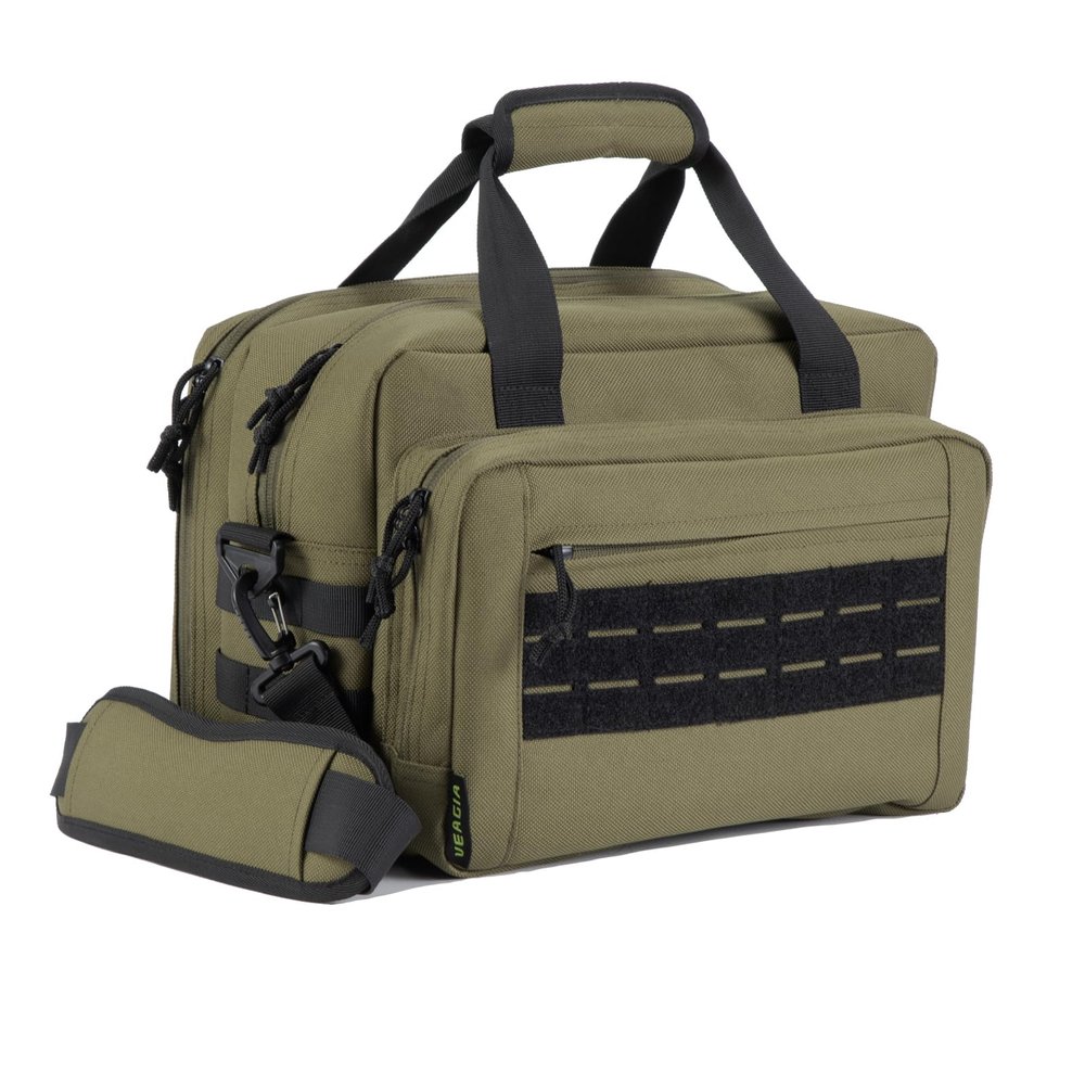VEAGIA Range Bag Pistol Case Gun Range Bags For Handguns And Ammo Gun Case 3 Branch Pistol Soft Carrying Bags (ArmyGreen 5.0)