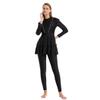 AFAVOM Muslim Swimsuits for Women Islamic Modest Bathing Suit Sun Protection Long Sleeve Rash Guard Dress Full Cover Burkini Swimwear Conservative Swimming Suit Top + Pants + Hijab Cap Black XXL view 3