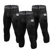 LNFINTDO 3/4 Compression Pants for Men with Pockets Capri Sports Legging Basketball Running Tights Cool Dry Workout Baselayer view 1