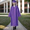 Matte Graduation Cap and Gown 2024 Set Bulk with Bachelor's Degree Tassel Hat & Cape Robe Set for High School & College Purple view 2