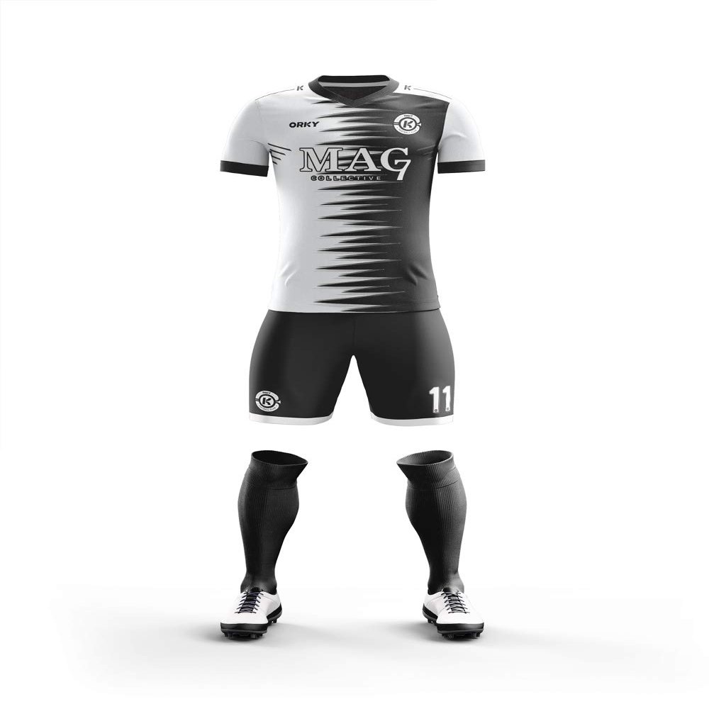 ORKY Kids Customize Soccer Jersey with Short, Boys Girls Personalized Name Team Outfit, Custom Made Futbol Uniform (White 120cm)
