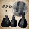 EpicCos 4 PCsMedieval O Ring Belt and Drawstring Pouch Set, Retro Faux Leather Belt Bag Dice Bag Portable Coin Purse For LARP (Black A) view 2