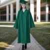 Matte Graduation Cap and Gown 2024 Set Bulk with Bachelor's Degree Tassel Hat & Cape Robe Set for High School & College Green view 2