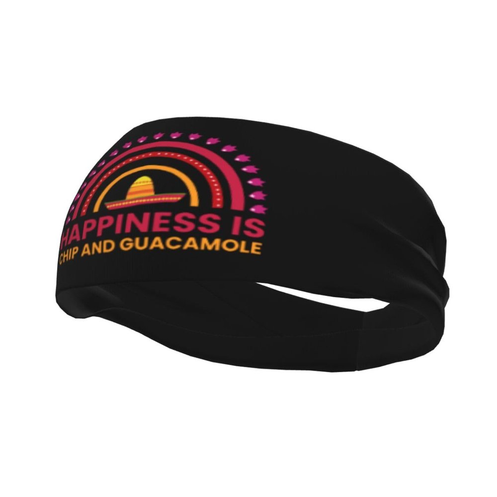 Happiness is Chip and Guacamole Headbands for Women Men Sports Headband Outdoor Interior Breathable Sports Wicking Hair Ties Leisure Hair Bands
