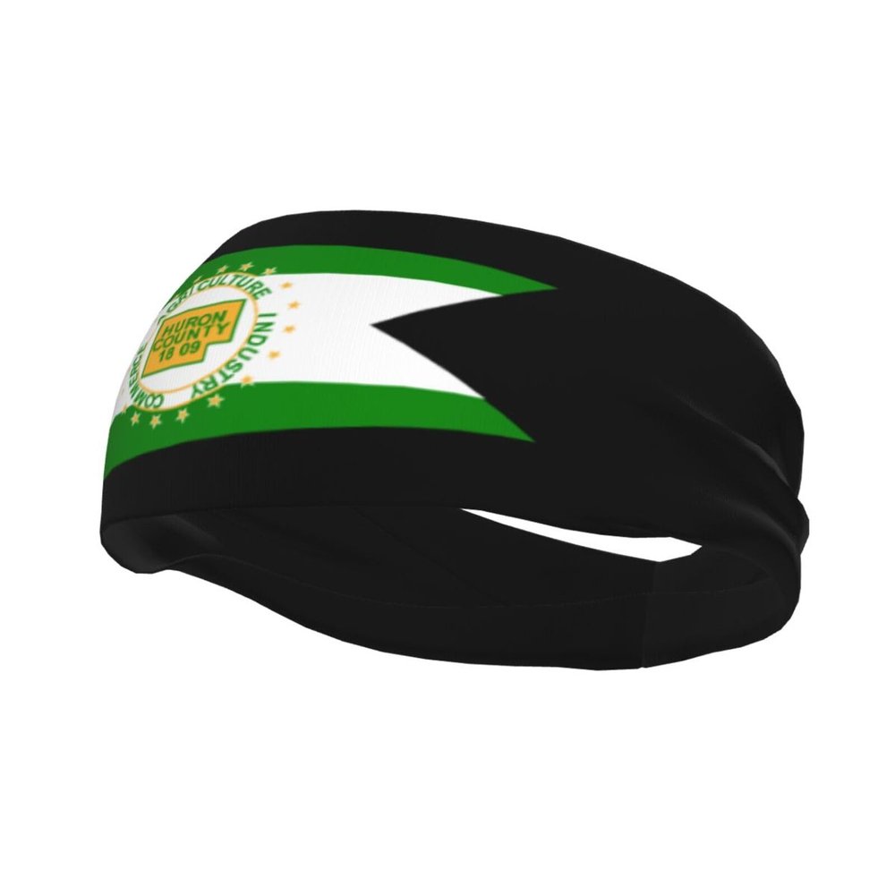 Flag of Huron County, Ohio Headbands for Women Men Sports Headband Outdoor Interior Breathable Sports Wicking Hair Ties Leisure Hair Bands