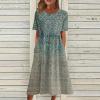 SGASY Summer Dresses for Women 2025 Short Sleeve Crew Neck Printed Sundress Casual Wedding Guest Dresses with Pockets view 2