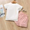 AMIMOJY Girls' Infant Toddler Baby Shorts Sets Ice cream print T-Shirt Tee and Shorts 2-piece Summer Outfits, 9, White view 3