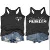 AEARGIV Womens Somebody's Problem Tank Tops Country Music Tees Western Cowboy Cowgirl Shirt(M,Dark Grey) view 1
