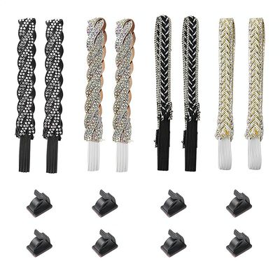 SHIDXIB 4Pcs Rhinestone Elastic Band Shoe Strap Crystal Shoelace For High Heel Strap Women Shoes Sneakers Strings Anti-Loose Straps