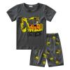 AMIMOJY Children's Summer Outfits Toddler Boys Cartoon Excavator Printed Tops Cotton Baby Shorts 2-piece Set, Grey view 1