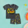 AMIMOJY Children's Summer Outfits Toddler Boys Cartoon Excavator Printed Tops Cotton Baby Shorts 2-piece Set, Grey view 3