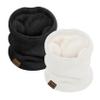Chalier Infinity Scarf Winter Double-Layer Neck Warmer Knit Fleece Lined Circle Loop Scarves, Black Pure White view 1