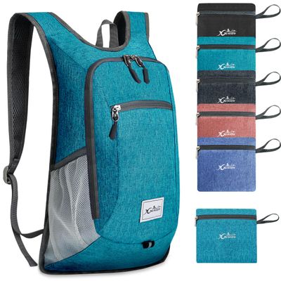 Xgunion Hiking Backpack 10L Small Travel Lightweight Daypack Foldable Hiking Packable Camping Hiking Backpacks for Women Men (Teal Blue)