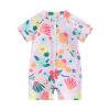 BULINGNA Toddler Baby Girl Swimsuit One-Piece Short Sleeve Rash Guard Bathing Suit Floral Zipper Swimwear Summer Sunsuit (Pink, 18-24 Months)