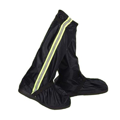 Homoyoyo Oxford Cloth Shoe Covers High-top Boot Protection for Men and Women Reflective Design for Rainy Outdoor Activities Black