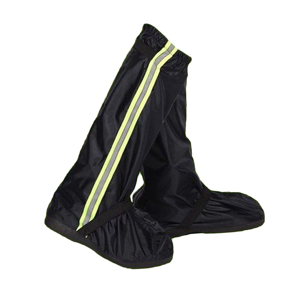 Homoyoyo Oxford Cloth Shoe Covers High-top Boot Protection for Men and Women Reflective Design for Rainy Outdoor Activities Black