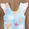 BULINGNA Toddler Baby Girl Swimsuit Ruffle Sleeveless Back Bowknot One-Piece Swimwear Shell Starfish Bathing Suit Bikini (Blue, 2-3 Years) view 4
