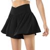 Maxbee Womens Tennis Skirt with Pockets Crossover High Waisted Athletic Shorts Golf Skorts Flowy Running Workout Shorts Black view 1