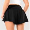 Maxbee Womens Tennis Skirt with Pockets Crossover High Waisted Athletic Shorts Golf Skorts Flowy Running Workout Shorts Black view 2