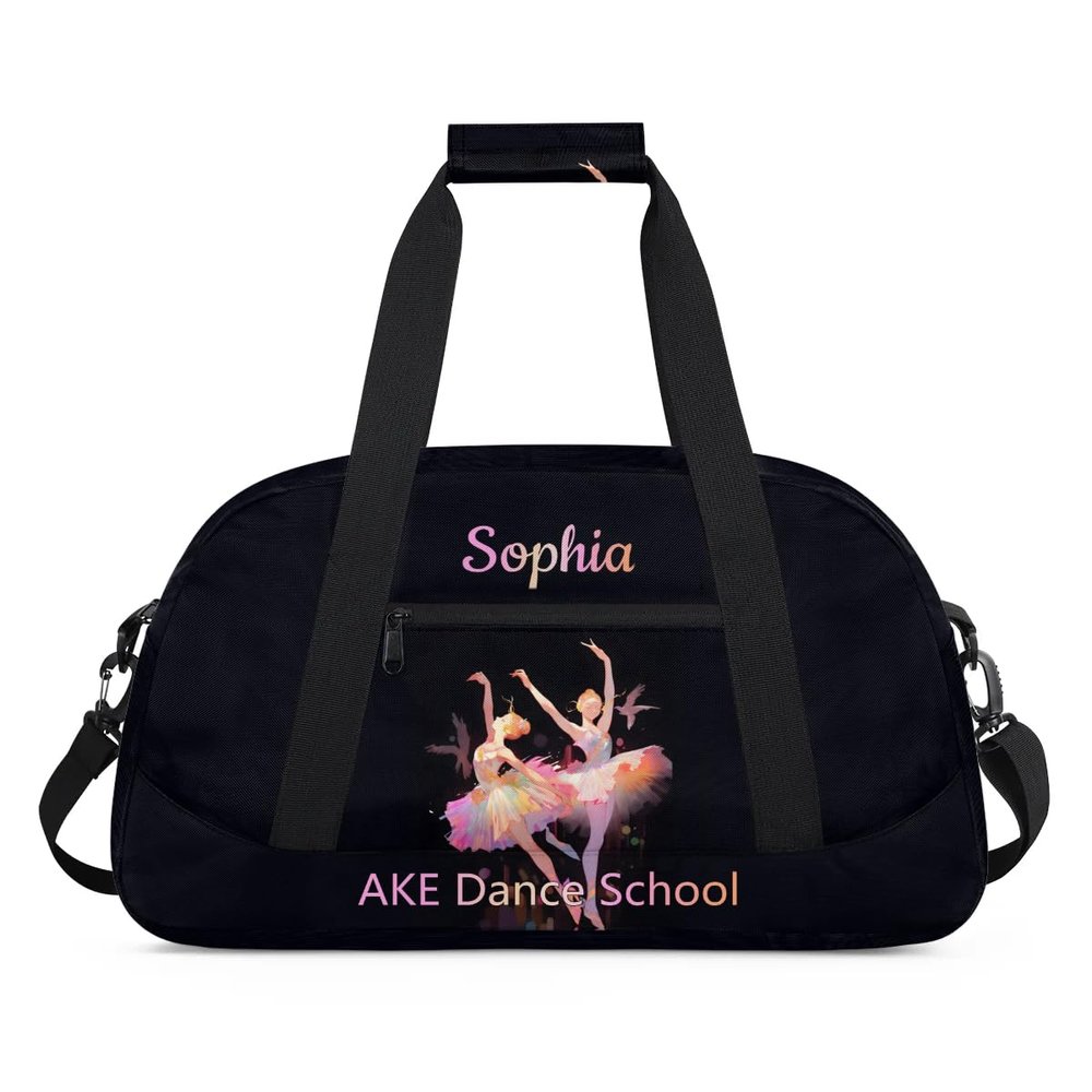 Black Girls-Dance-Bag Personalized Duffel Bag for Kids Dancers Small Overnight Weekend Travel Tote Bag for Dancers