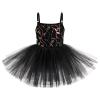 AFAVOM Ballet Leotards for Girls Toddler Sequin Flower Camisole Ballet Dance Dress Tulle Tutu Skirted Leotard Ballet Outfit for Kids Shiny Ballerina Costume Dancewear Black 3-4 Years view 1