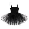 AFAVOM Ballet Leotards for Girls Toddler Sequin Flower Camisole Ballet Dance Dress Tulle Tutu Skirted Leotard Ballet Outfit for Kids Shiny Ballerina Costume Dancewear Black 3-4 Years view 2