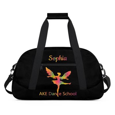 Black Dance Bag for Gilrs Personalized Kids Ballet Tote Bag Girls Duffel Bags for Dancing Small Dance Bags for Teens Orange Dancers Bag