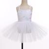 AFAVOM Ballet Leotards for Girls Toddler Sequin Flower Camisole Ballet Dance Dress Tulle Tutu Skirted Leotard Ballet Outfit for Kids Shiny Ballerina Costume Dancewear White 5-6 Years view 3