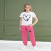 ARTMINE Girls 2-Piece Clothing Sets Sleeve Printed T-shirt+Casual Drawstring Elastic Waist Cargo Pants, US 13-14 Years = Tag 170 view 2