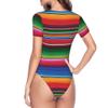 V LONVOY Women Crew Neck Short Sleeve Bodysuit Slim Fit Basic Body Suit Top T Shirts -Hockey Pucks Art view 4