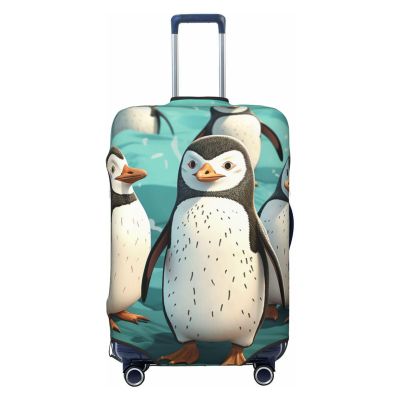 YKEBDFW Travel Luggage Cover Elastic Washable Suitcase Cover Protector Fashion Stretch Cute Penguins Baggage Covers Dustproof Suitcase Sleeve Fits 18-32 Inch Luggage XL, Black, X-Large