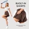 Maxbee Womens Tennis Skirt with Pockets Crossover High Waisted Athletic Shorts Golf Skorts Flowy Running Workout Shorts Brown view 4