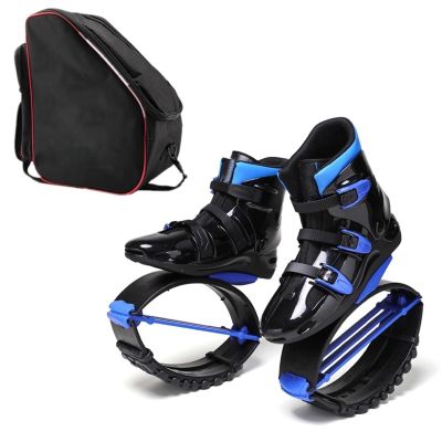 VAKUU Kangaroo Jumping Shoes with Storage Bag Athletes and Heavier Users for Jumping Shoes Black White Unisex Fitness Bounce Shoes (Color : Black Blue, Size : Medium)