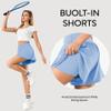 Maxbee Womens Tennis Skirt with Pockets Crossover High Waisted Athletic Shorts Golf Skorts Flowy Running Workout Shorts Baby Blue view 4