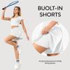 Maxbee Womens Tennis Skirt with Pockets Crossover High Waisted Athletic Shorts Golf Skorts Flowy Running Workout Shorts White view 4