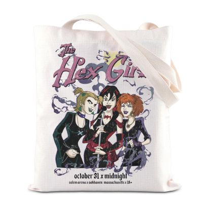 KUIYAI Cartoon Merchandise Tote Bag Girls Goth Music Gift Tour Rock Band Gift Spooky Girl Shoulder Bag Halloween Movie For Fans (HexGirlsToteBS)