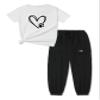 ARTMINE Girls 2-Piece Clothing Sets Sleeve Printed T-shirt+Casual Drawstring Elastic Waist Cargo Pants, US 6-7 Years = Tag 130 view 1