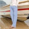 ZHUER Mens Linen Pants 2025 Summer Lightweight Yoga Beach Pants Comfy Loose Casual Elastic Waist Baggy Trousers with Pockets view 3