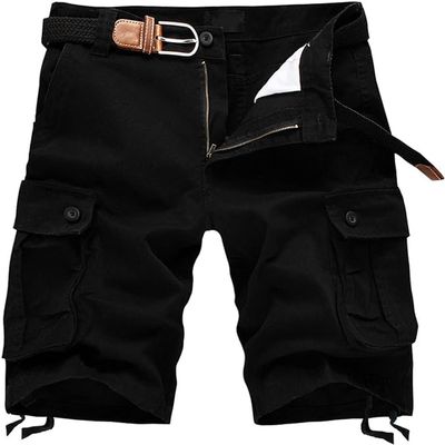 Men's Cotton Cargo Shorts Summer Casual Lightweight Military Short with Multi Pockets Outdoor Short Pants No Belt (Black,30)