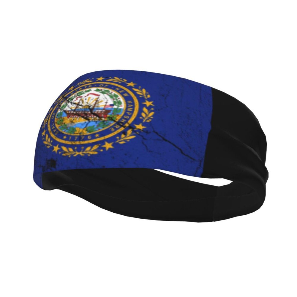 Flag of New Hampshire Texture Effect Headbands for Women Men Sports Headband Outdoor Interior Breathable Sports Wicking Hair Ties Leisure Hair Bands