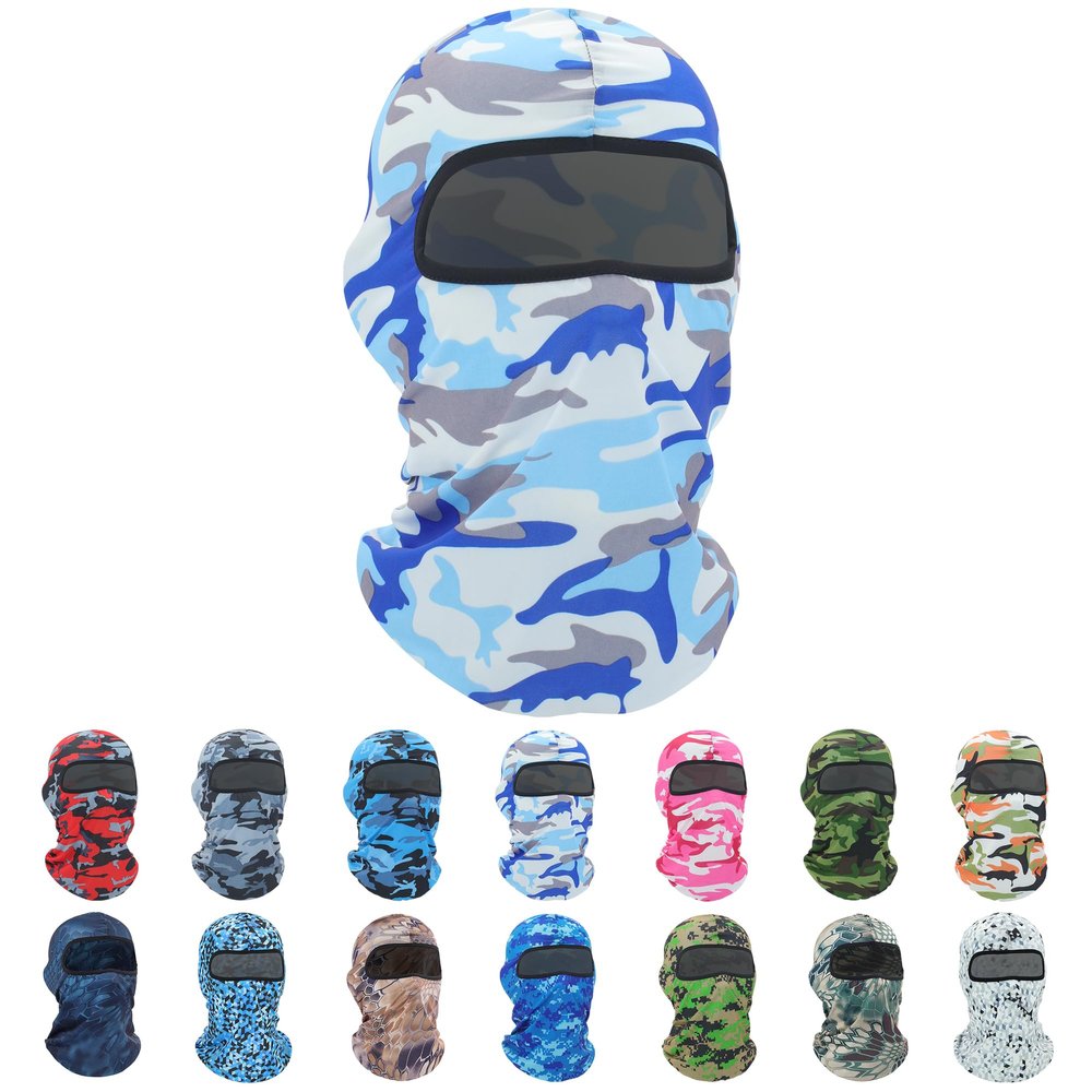 Pukavt 1-4 Pack Balaclava Face Mask, Ski Mask for Men Women, UV Protection Windproof Scarf for Motorcycle Snowboard Cycling,Camouflage Light Blue
