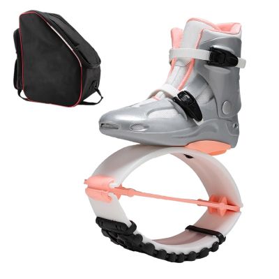 VAKUU Pink Silvere Kangaroo Jumping Shoes with Storage Bag - Outdoor Running and Jumping Training Fitness Shoes Adjustable Moon Shoes (Color : Pink Silvere, Size : Large)