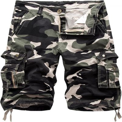 Maiyifu-GJ Men's Lightweight Multi Pocket Cargo Shorts Twill Cotton Camouflage Camo Shorts Summer Casual Military Short Pants (Light Green,31)