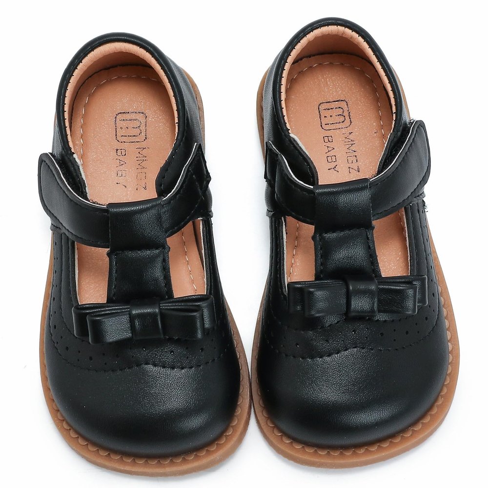 DADAWEN Girl's T-Strap School Uniform Dress Shoe Mary Jane Princess Flat Black US Size 8.5 M Toddler