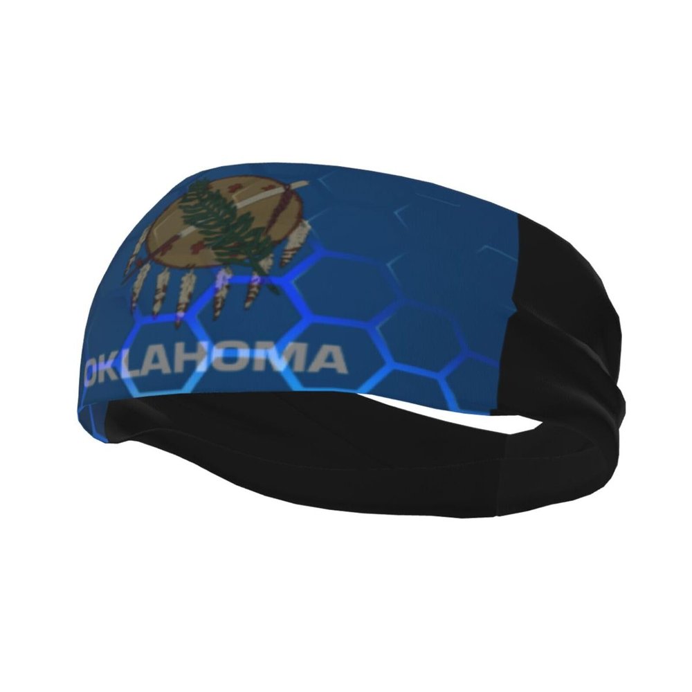 Flag of Oklahoma Headbands for Women Men Sports Headband Outdoor Interior Breathable Sports Wicking Hair Ties Leisure Hair Bands
