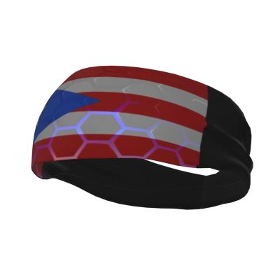 Flag of Puerto Rico Headbands for Women Men Sports Headband Outdoor Interior Breathable Sports Wicking Hair Ties Leisure Hair Bands