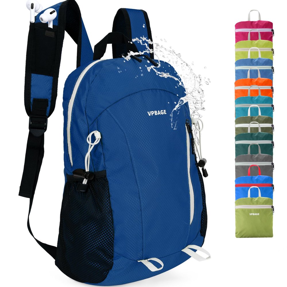 VPBAGE 15L Water-resistant Hiking Daypack, Small Backpack Travel Outdoor, Lightweight Day Pack with Tool Loops