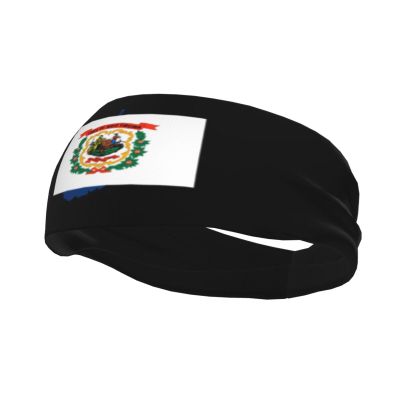 Flag Map of West Virginia Headbands for Women Men Sports Headband Outdoor Interior Breathable Sports Wicking Hair Ties Leisure Hair Bands